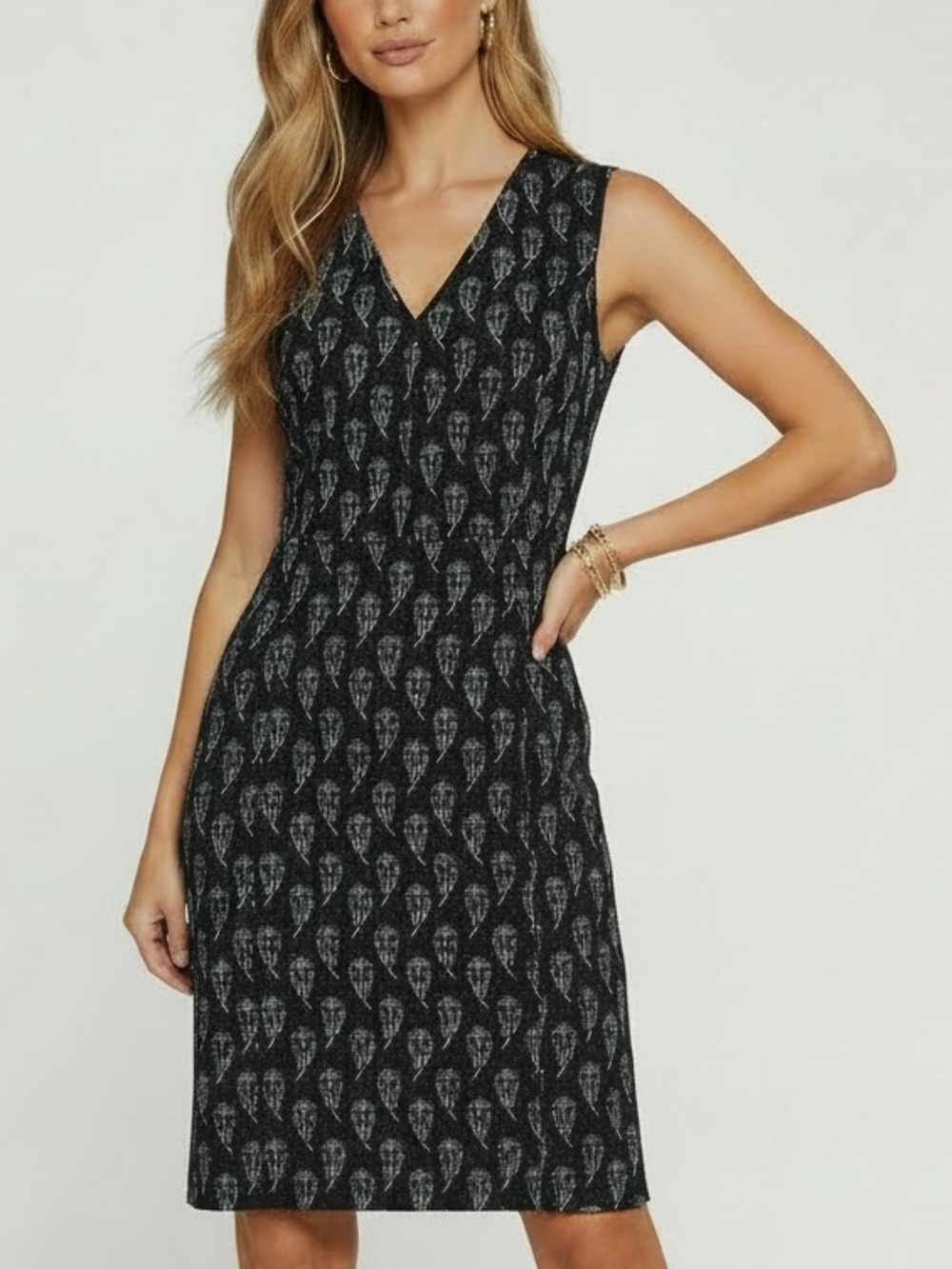 NWT LE GALI Floral Paisley Sleeveless V-Neck Back Zipper Lined Dress Size 8